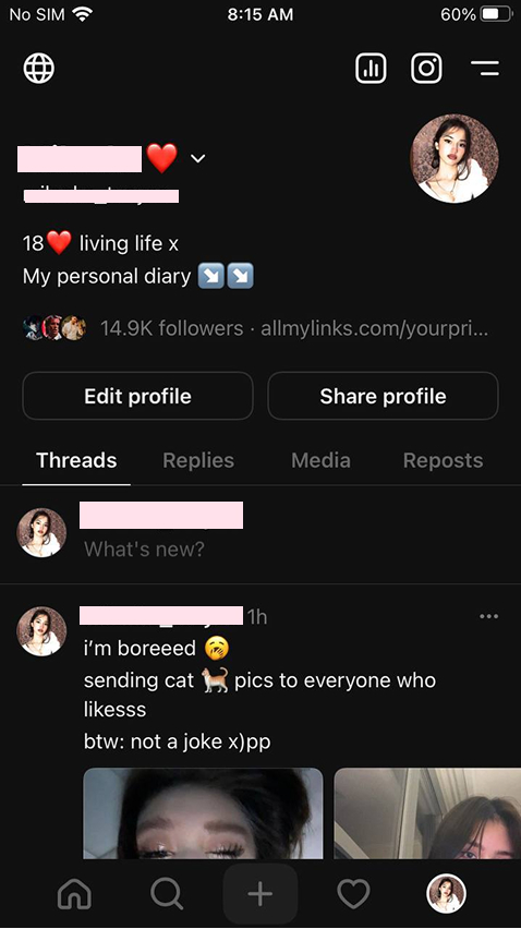 Instagram model account for dating traffic